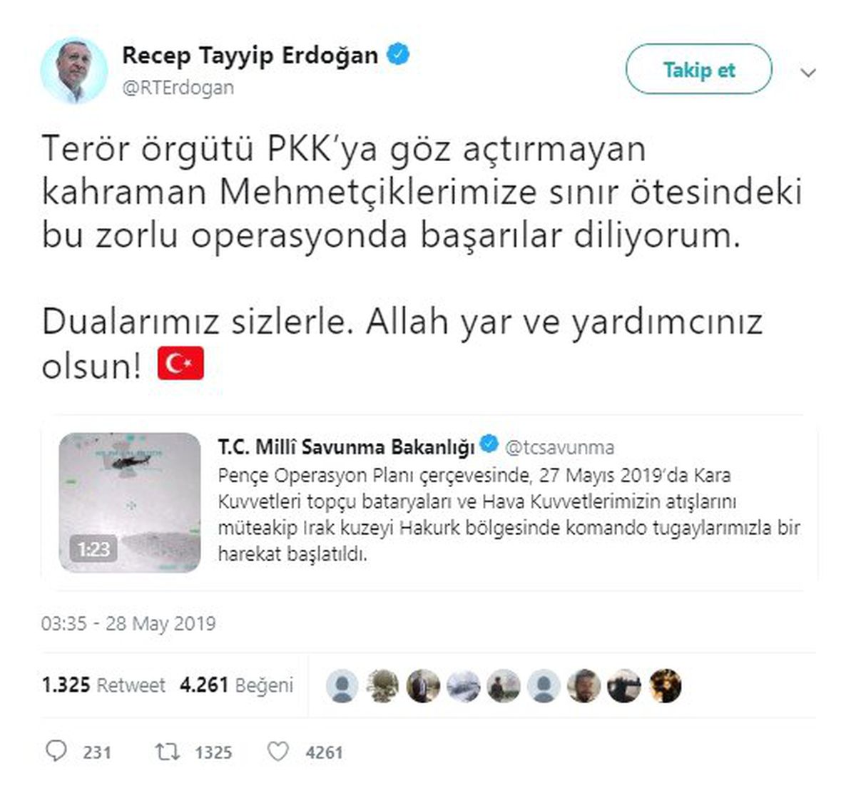 Cumhurbaşkanı Erdoğan\'dan "Pençe" harekatı mesajı