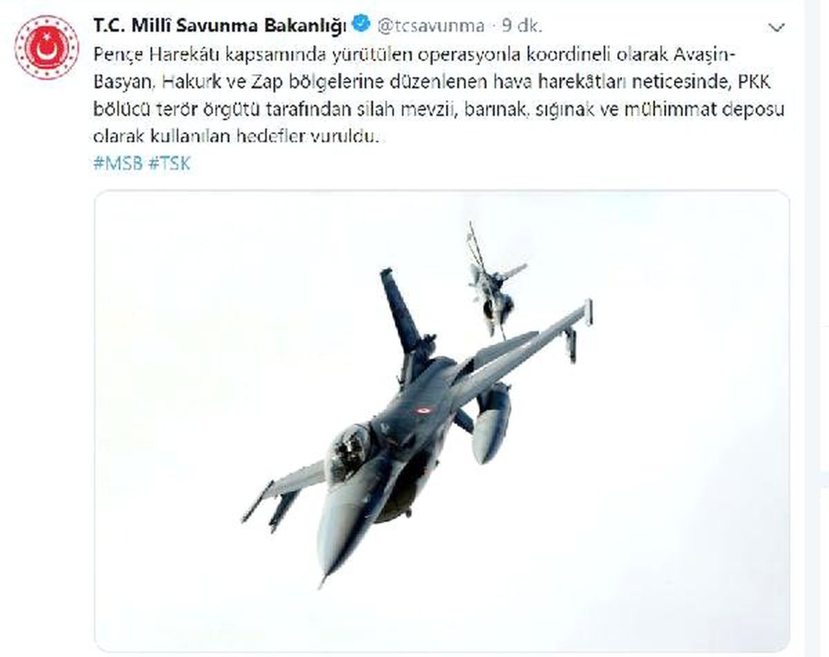Irak kuzeyinde PKK hedefleri vuruldu