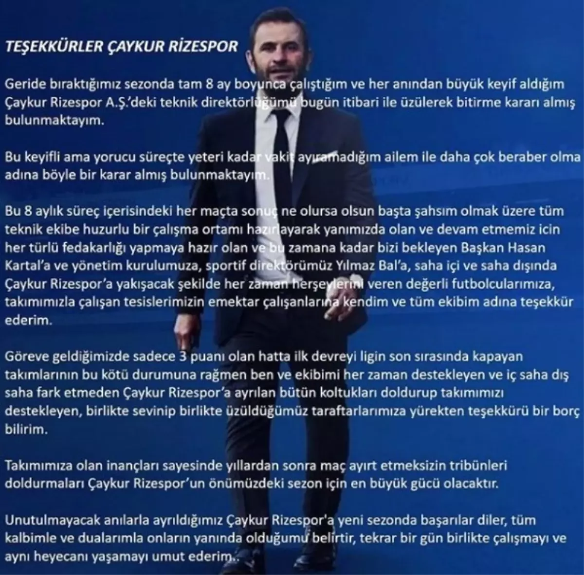 Okan Buruk: "Ailemle daha çok beraber olma adına böyle bir karar aldım"