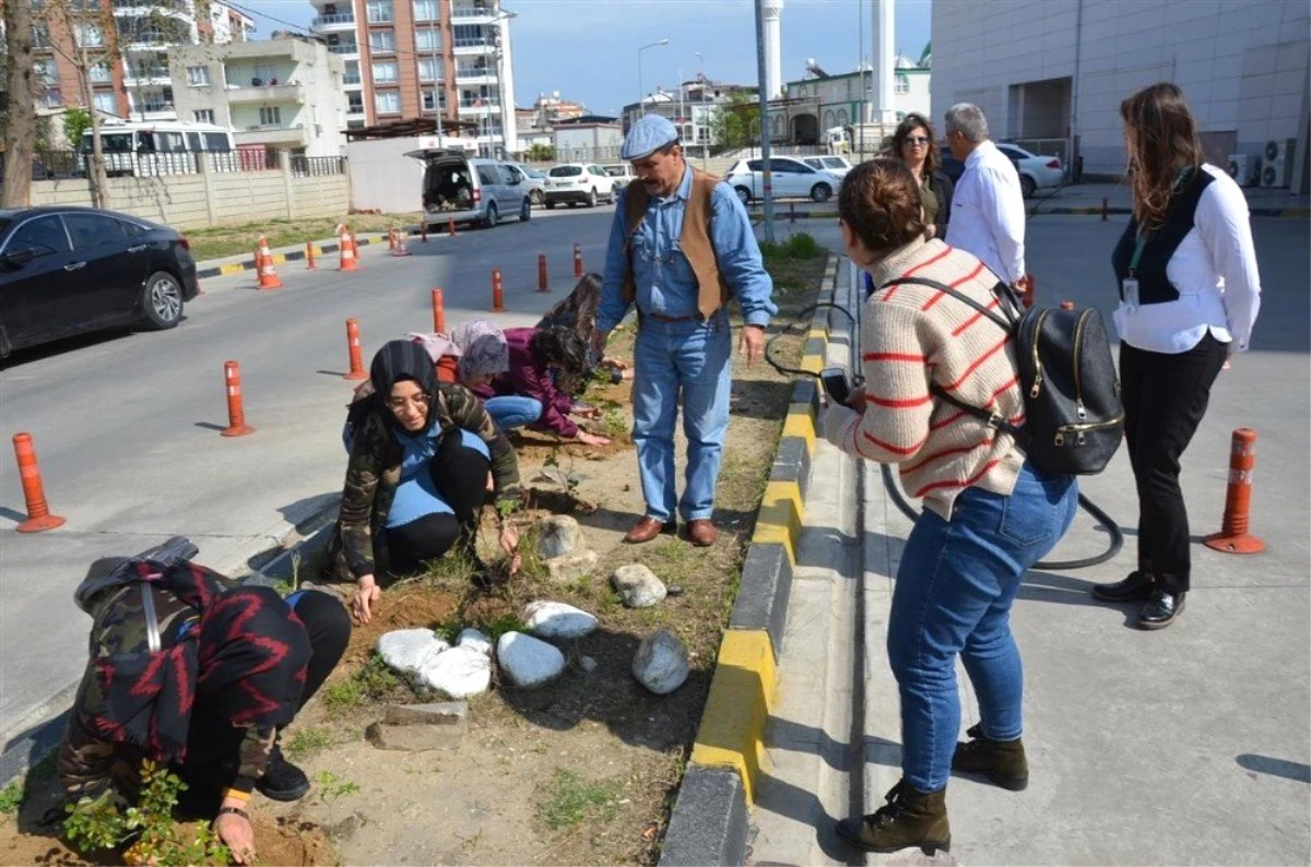 Üniversiteli öğrenciler hastane bahçesini çiçeklendirdi