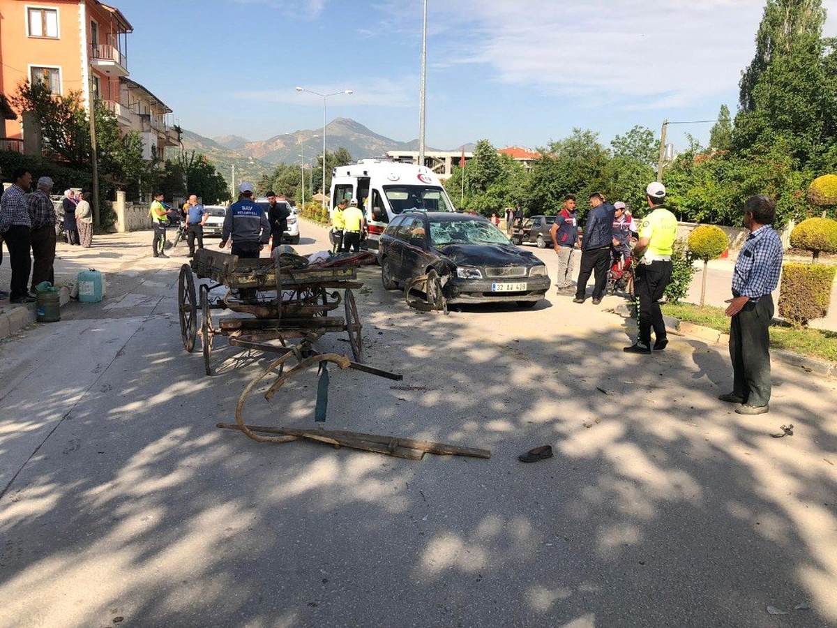 Otomobille at arabası çarpıştı: 1\'i ağır 2 yaralı