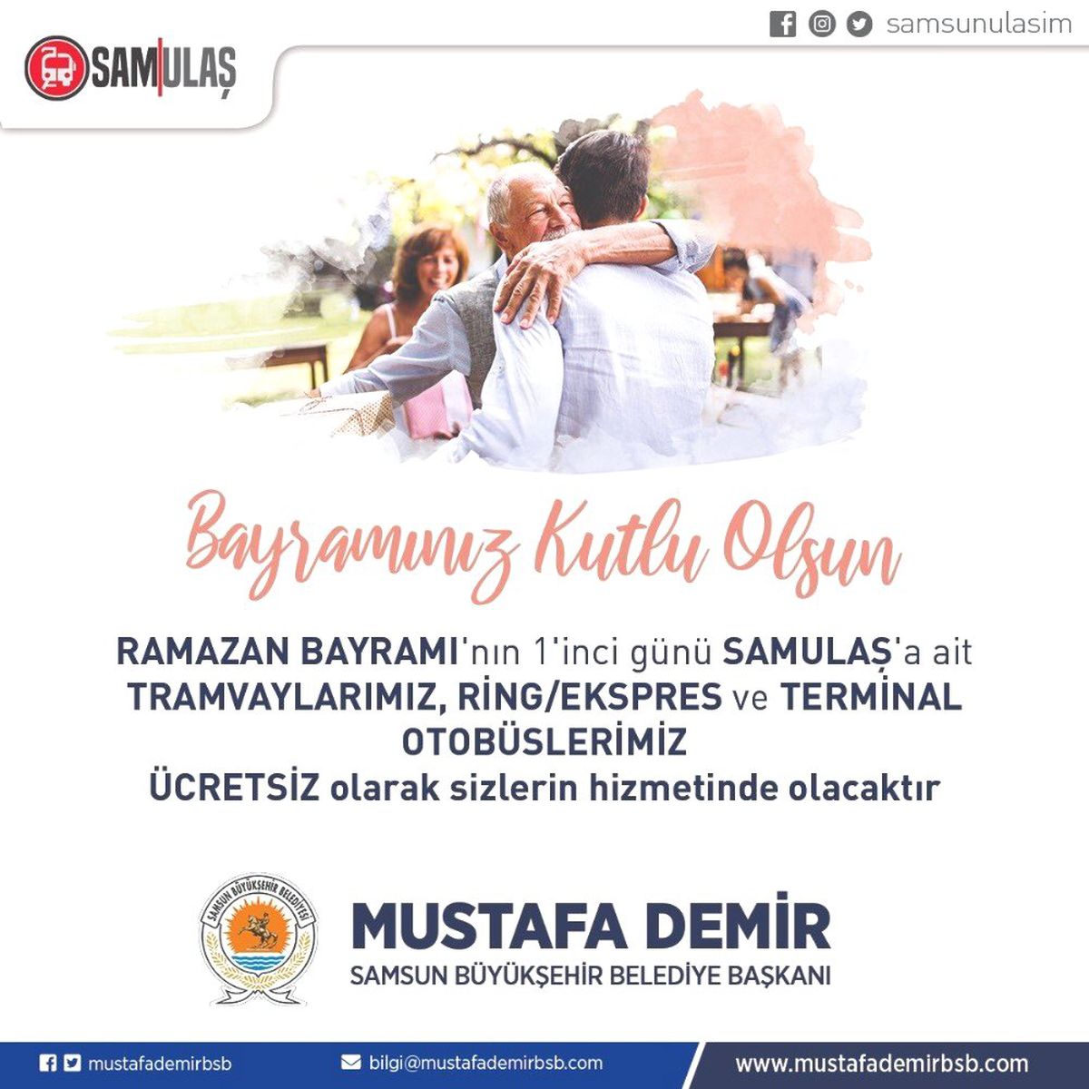 Samsun\'da bayramın 1. günü toplu ulaşım ücretsiz