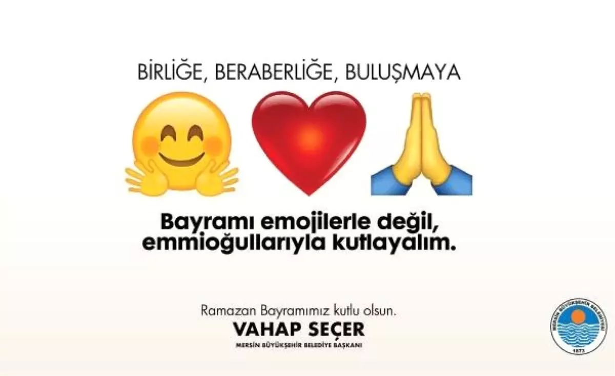 Mersin\'de belediyeden \'emojili\' bayram kutlaması