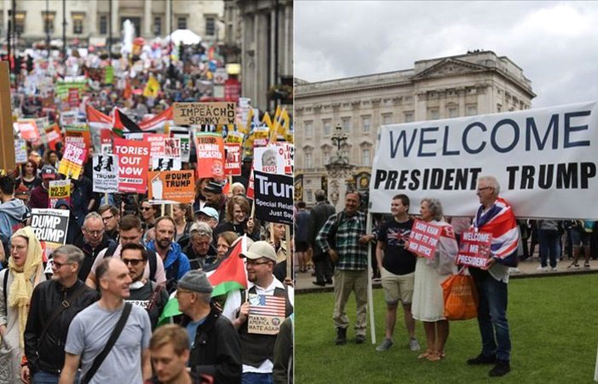 Trump Londra\'da protestocularını değil destekçilerini \'kalabalık\' buldu