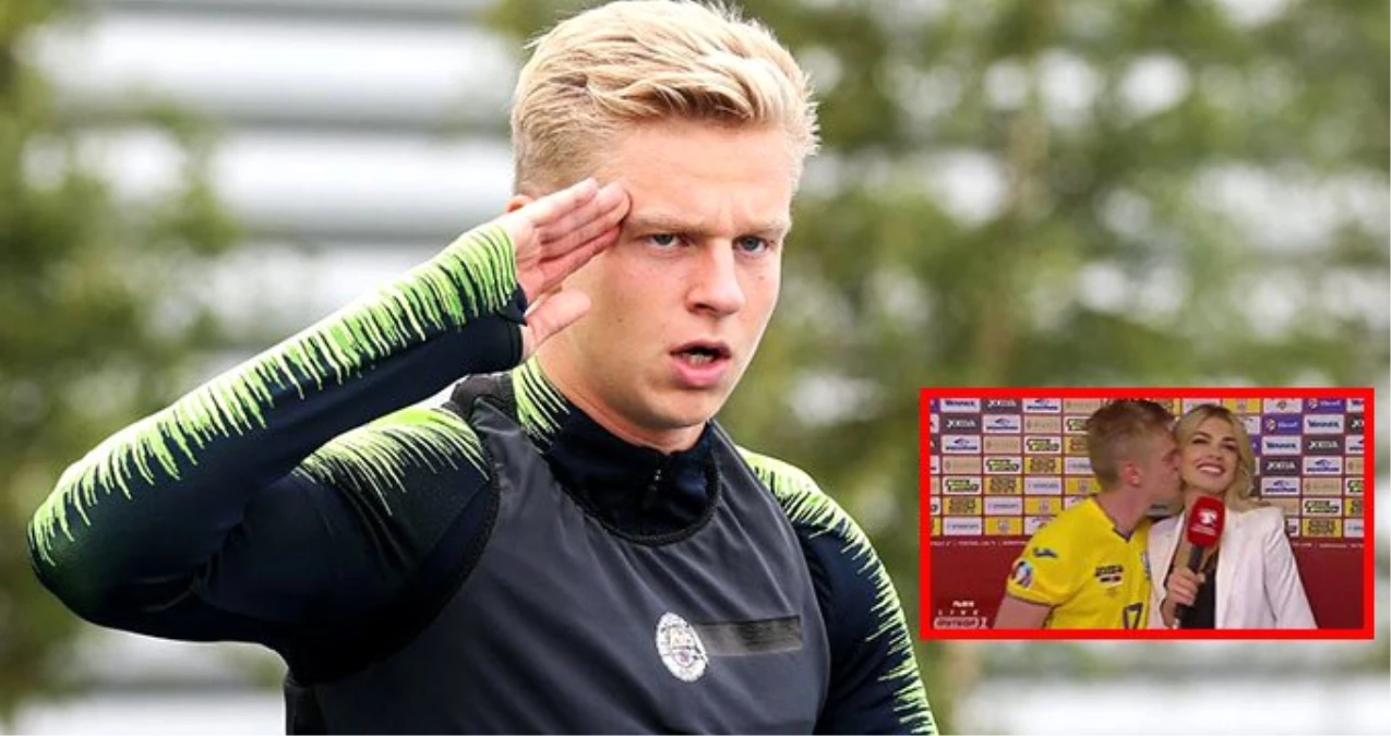 Oleksandr Zinchenko, canlı yayında muhabiri öptü!