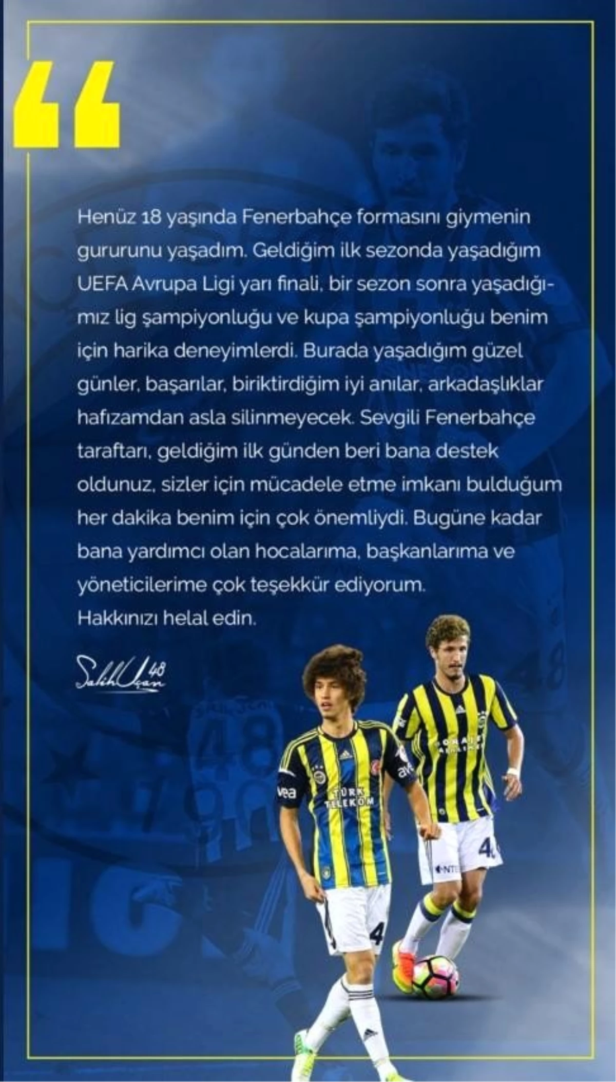 Salih Uçan Fenerbahçe\'ye veda etti