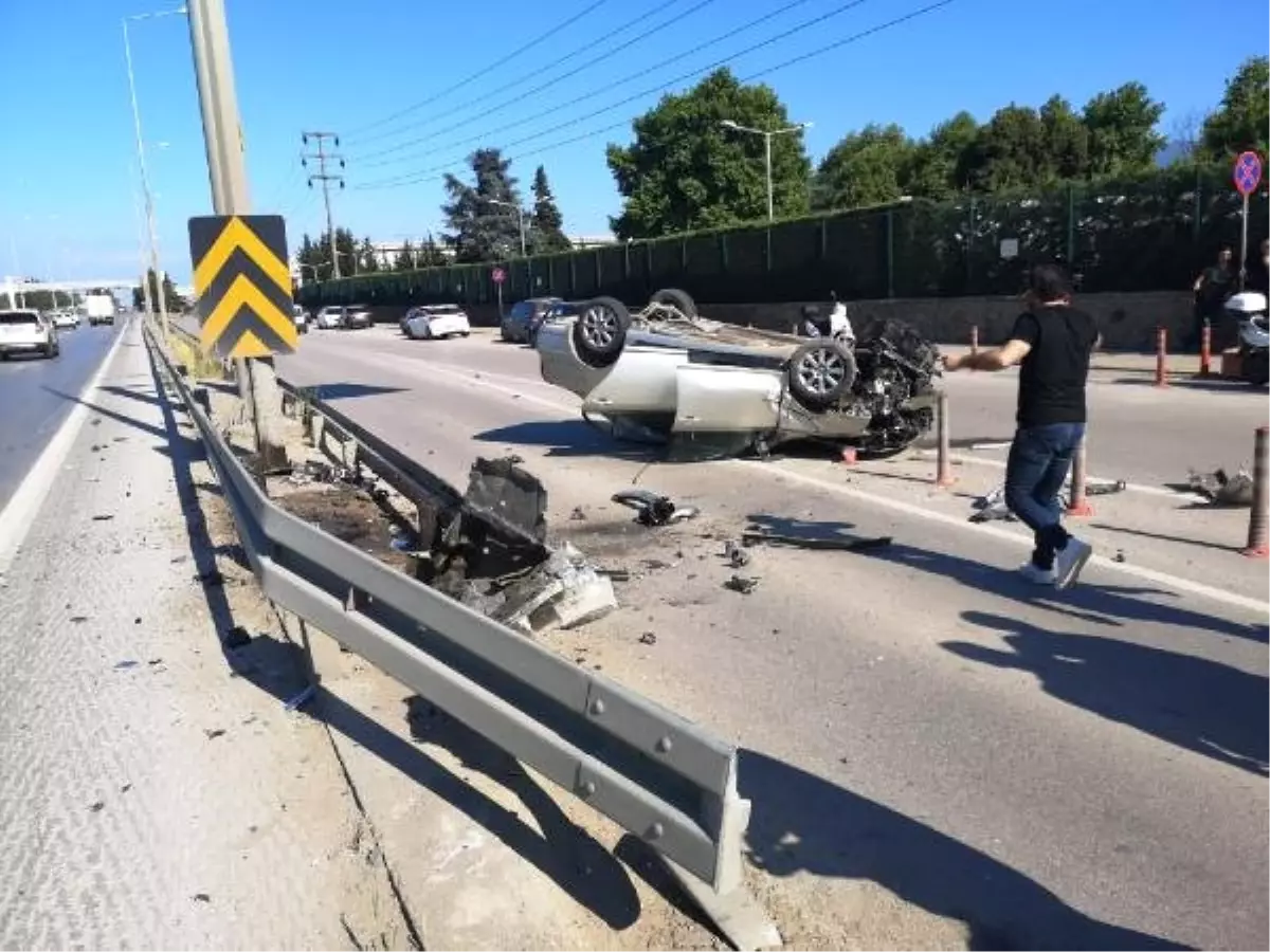 Takla atan otomobilin sürücüsü yaralandı