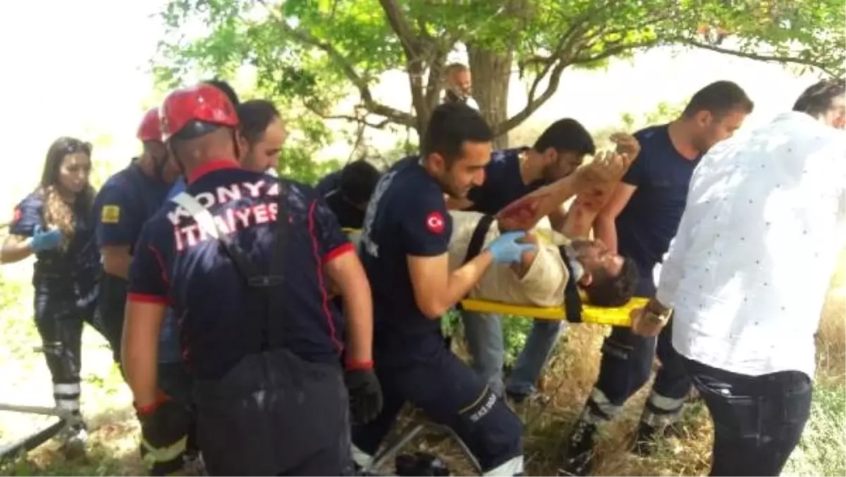 Küçükbaş taşıyan kamyonet şarampole yuvarlandı: 2 yaralı