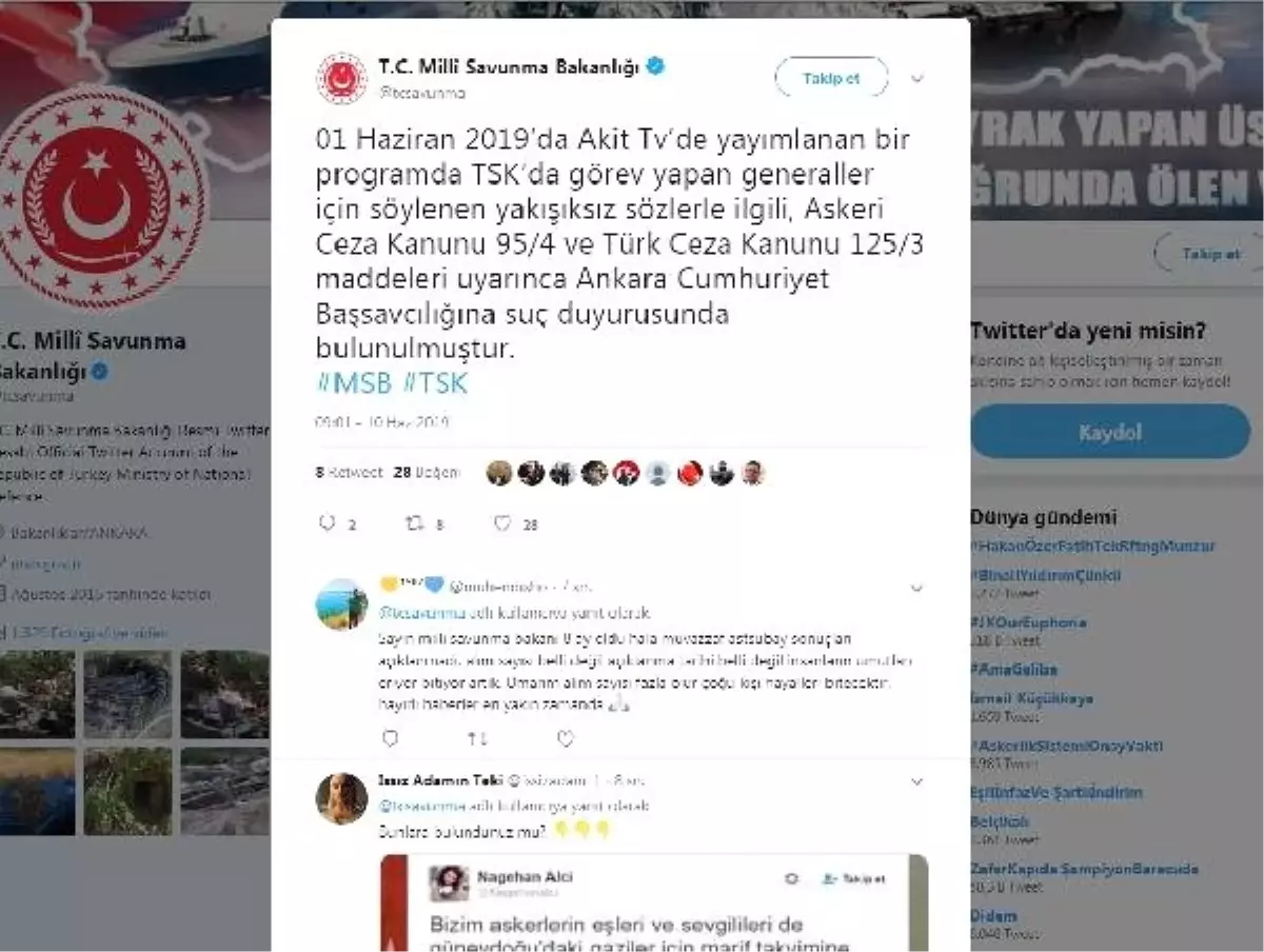 Bakanlıktan, generallere yönelik ifadeler için suç duyurusu