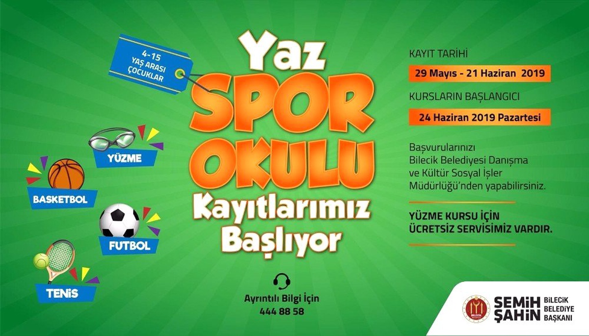 Bilecik Belediyesi Yaz Spor Okulları kayıtları başladı