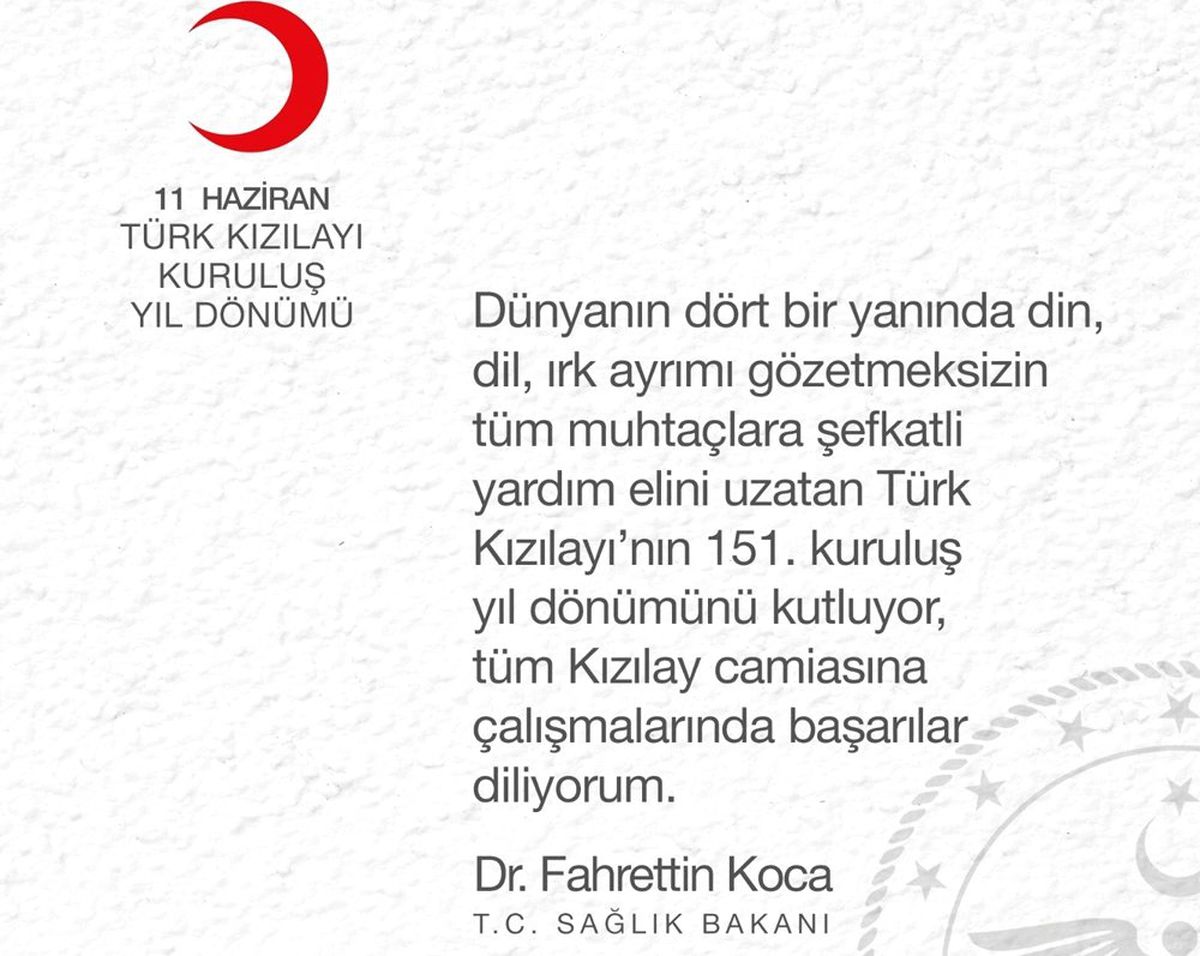 Bakan Koca\'dan kutlama mesajı