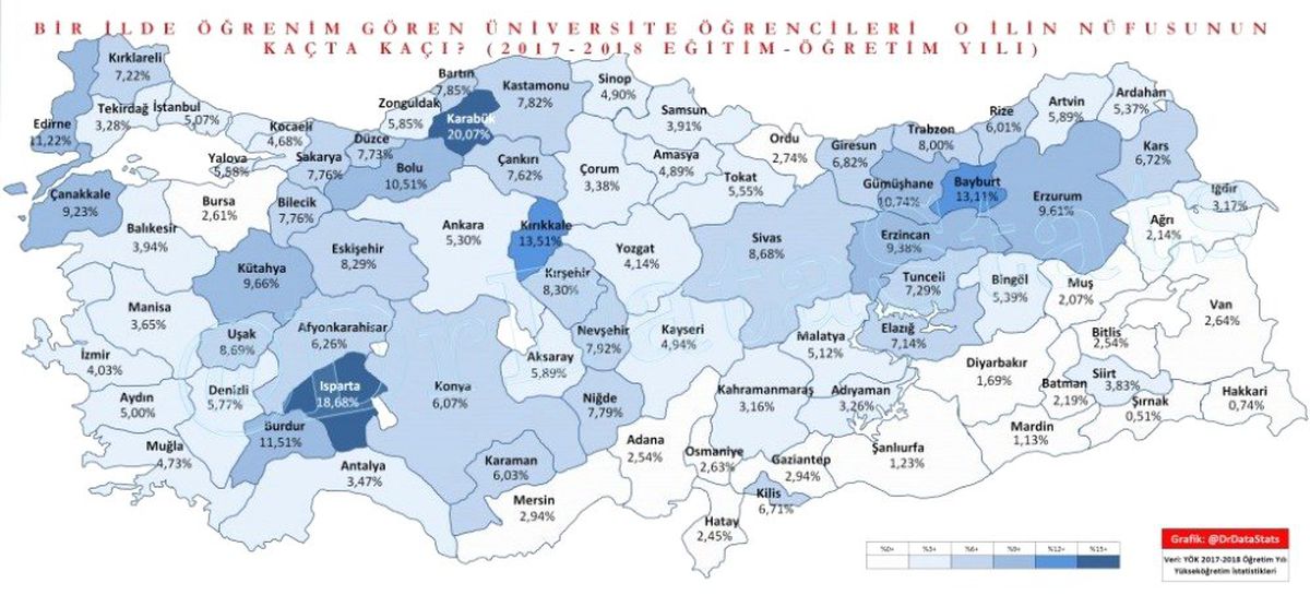 Bayburt nüfusunun yüzde 13\'ü üniversiteli