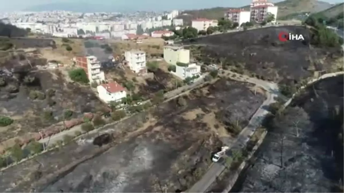 İzmir\'deki korkutan yangın havadan görüntülendi