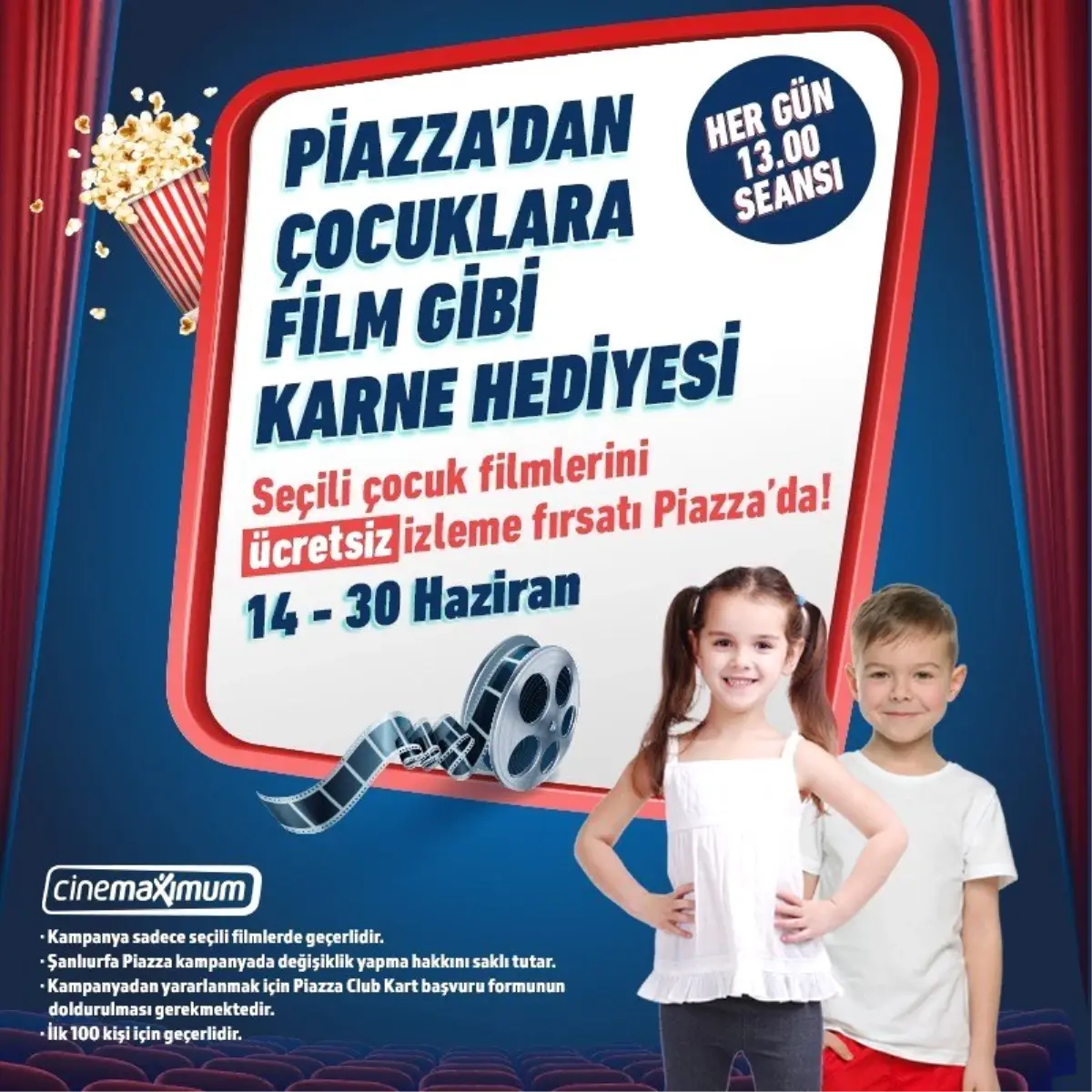 Şanlıurfa Piazza\'da çocuklara ücretsiz sinema bileti