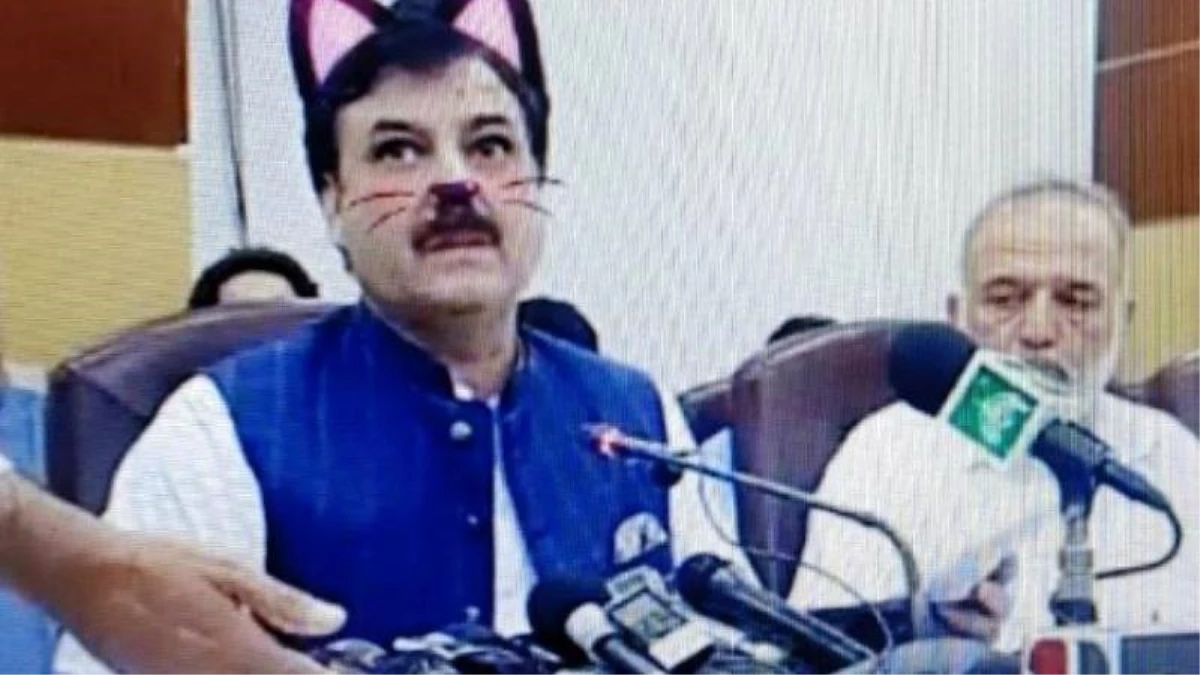 Pakistanlı bakan \'kedi kulakları\' ile görüntülendi
