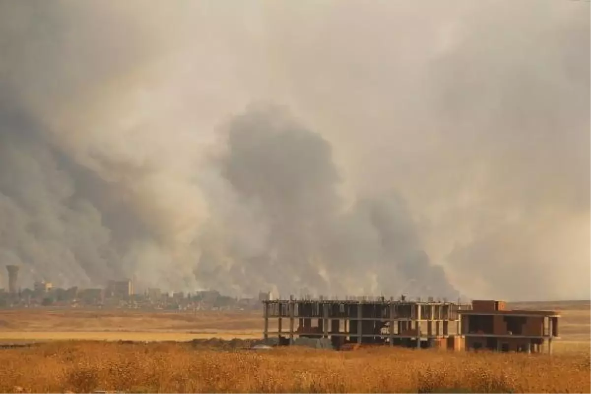 Suriye\'deki arazi yangını Nusaybin\'den görüntülendi