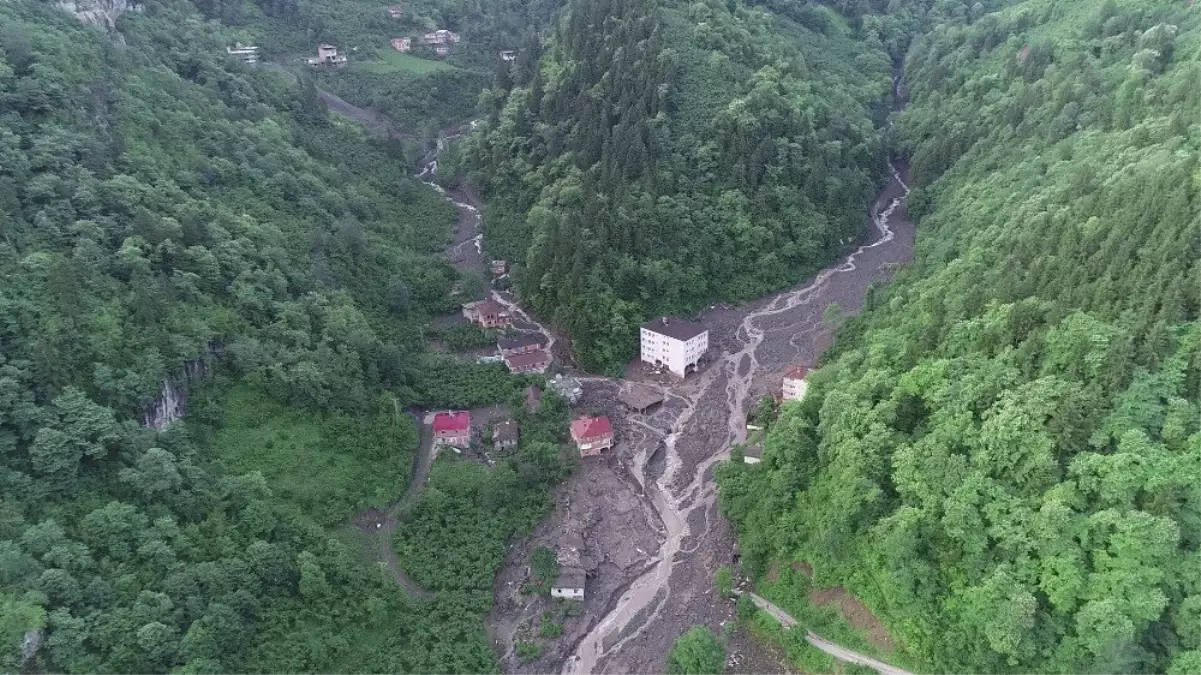 Araklı\'da sel felaketinin yaşandığı bölge havadan görüntülendi