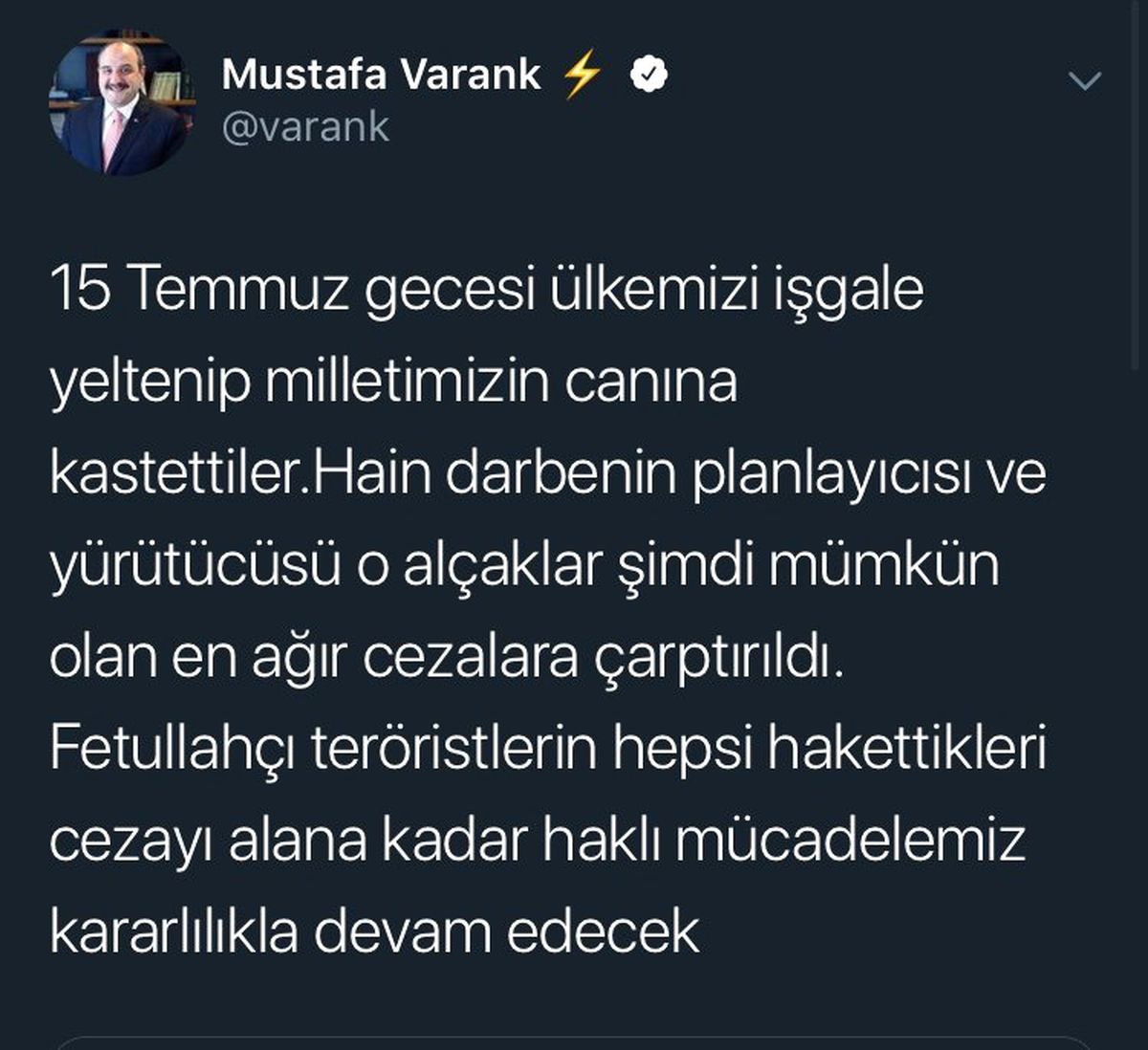 Bakan Varank\'tan Çatı Davası paylaşımı