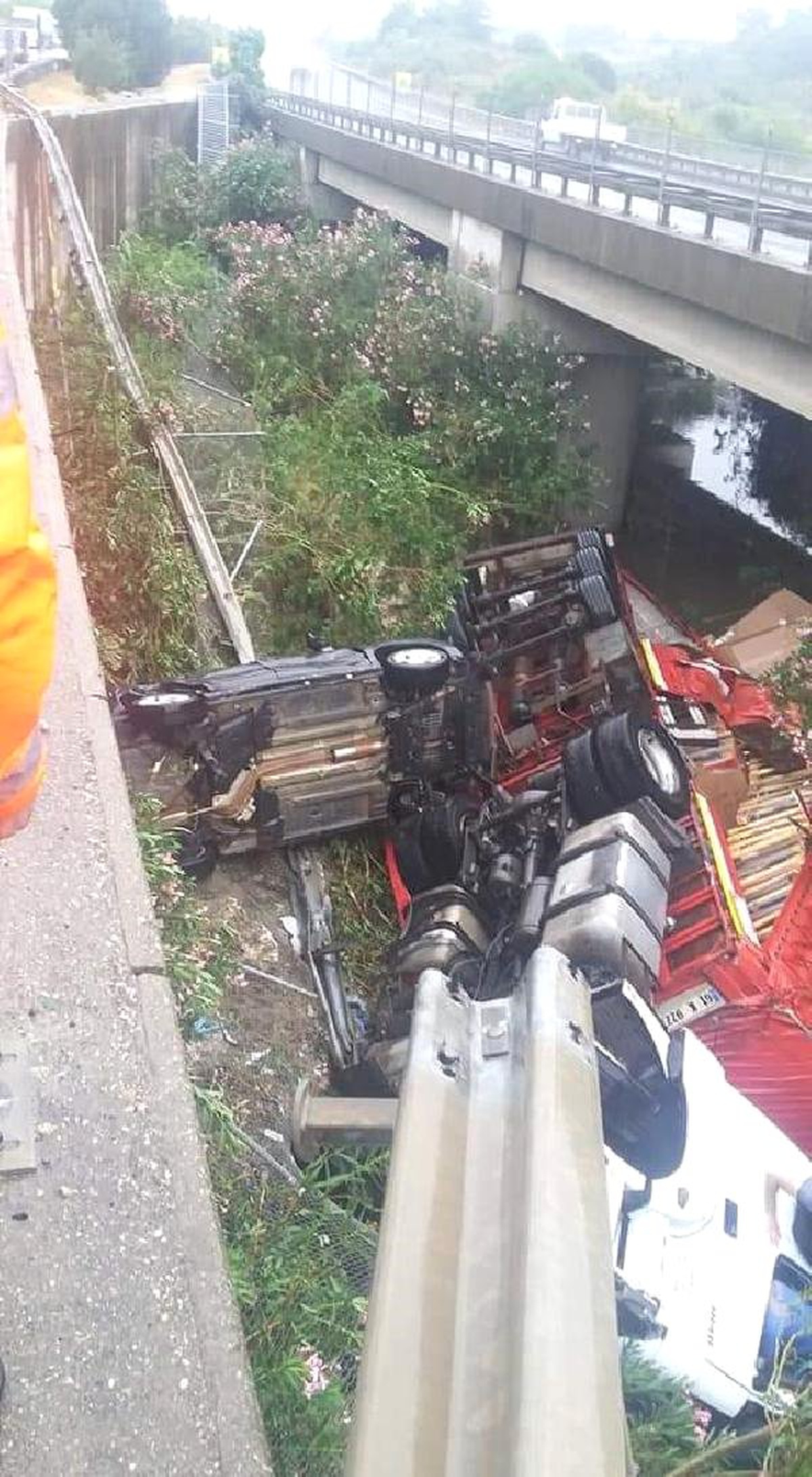 TIR ile çarptığı otomobil köprüden uçtu: 3 yaralı