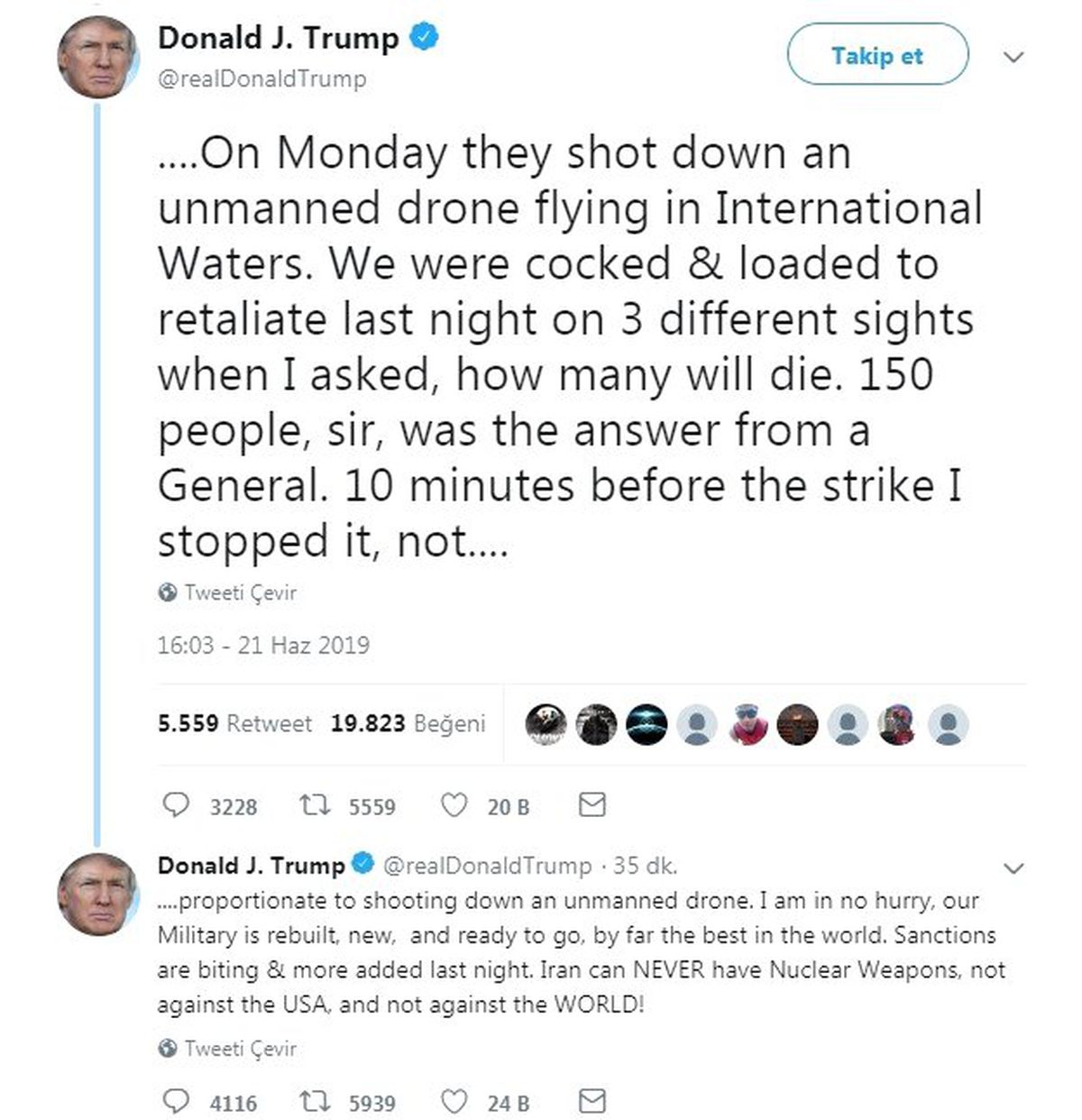 Trump: "Saldırıyı 10 dakika kala durdurdum"