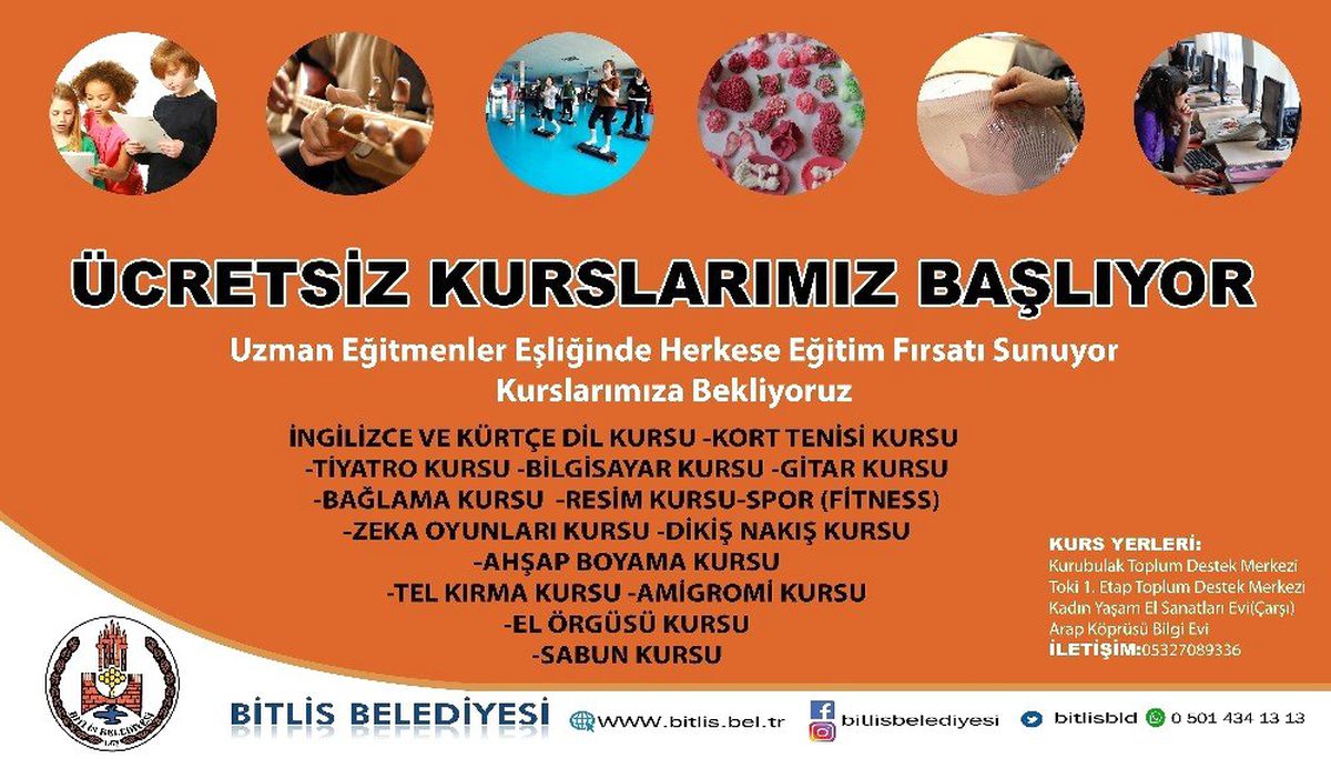 Bitlis Belediyesinin ücretsiz kurs kayıtları başladı