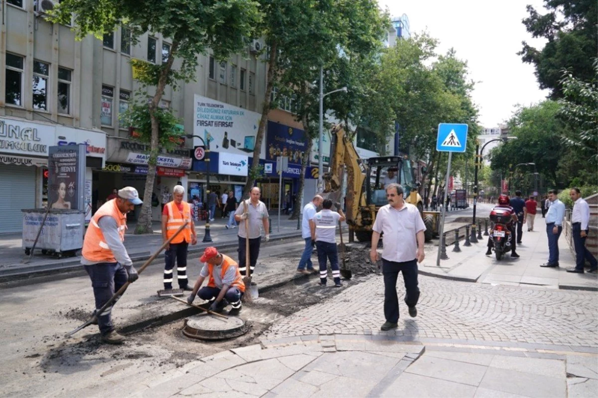 Çorlu Omurtak Caddesi\'nde bakım ve onarım çalışması yapıldı