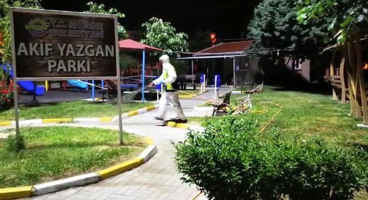 Ergene\'de çocuk parkları, dinlenme alanları dezenfekte edildi
