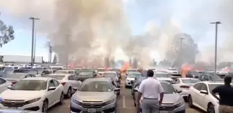 ABD'de Çıkan Bir Yangın, Park Halindeki Onlarca Otomobili Küle Çevirdi (Video)