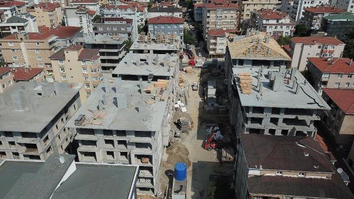 Kartal\'da çökme sonrası yapılan binalardaki son durum havadan fotoğraflandı