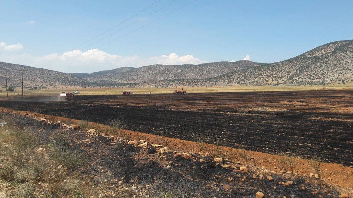Korkuteli\'nde anız ve ekin yangını