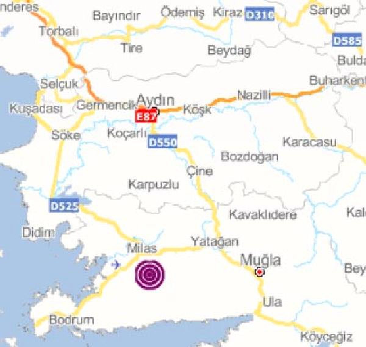 Milas\'ta 3,4 büyüklüğünde deprem