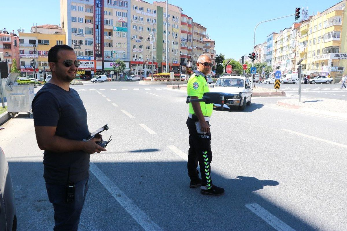 Niğde\'de drone ile trafik kontrolü