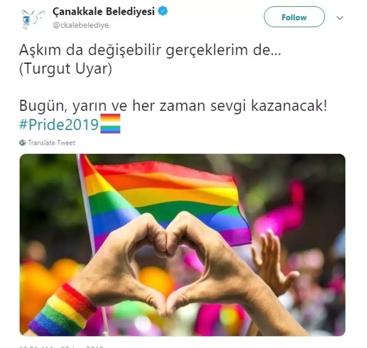 Çanakkale Belediyesinin \'LGBTI+\' paylaşımına tepki yağdı