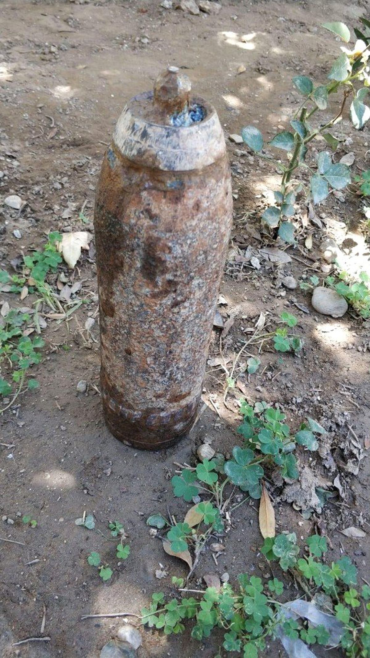 Üzüm bağını süren çiftçinin traktörüne top mermisi takıldı