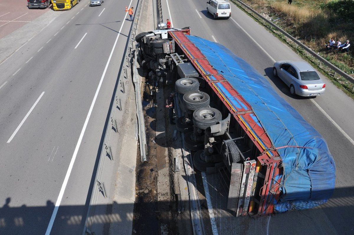 Çekirdek yükü tır devrildi