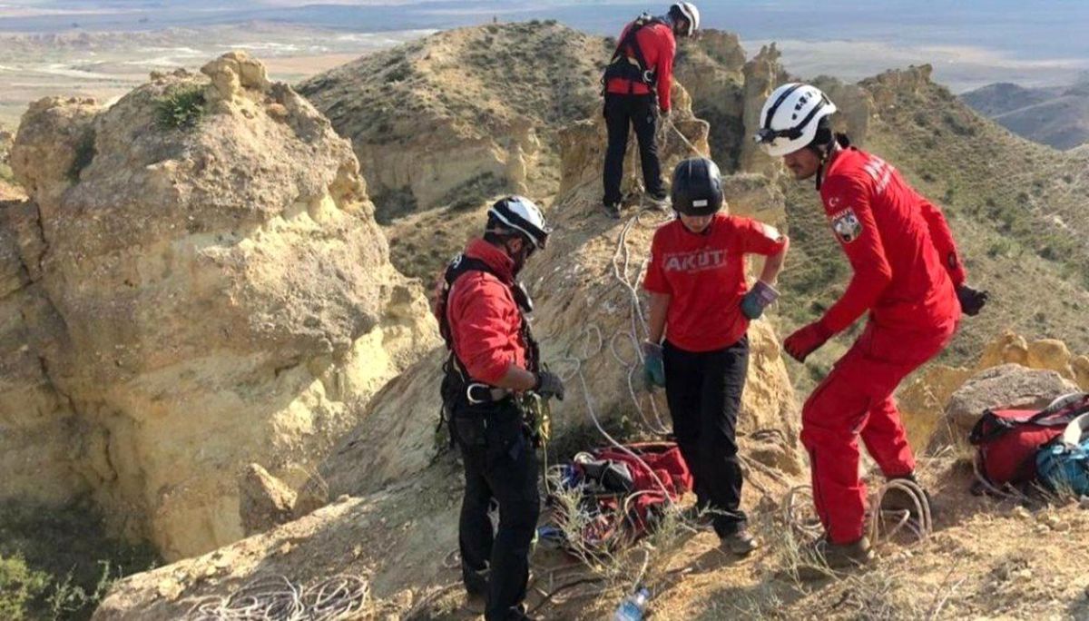 Dağda mahsur kalan keçileri AKUT kurtardı