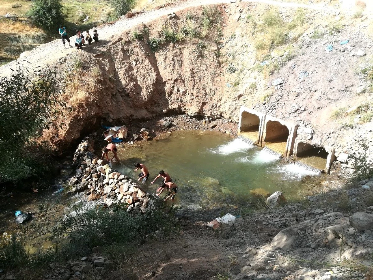 Bitlisli çocuklar yüzmeyi derede öğreniyor