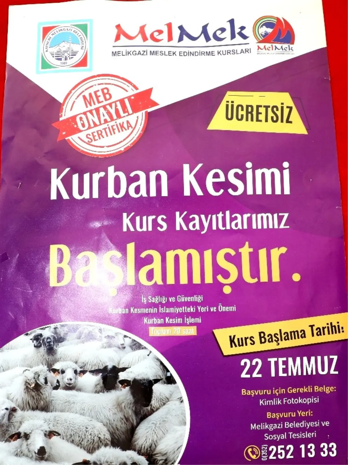 Başkan Palancıoğlu: "Melikgazi Belediyesi kurban kesim kurslarına kayıtlar başladı"