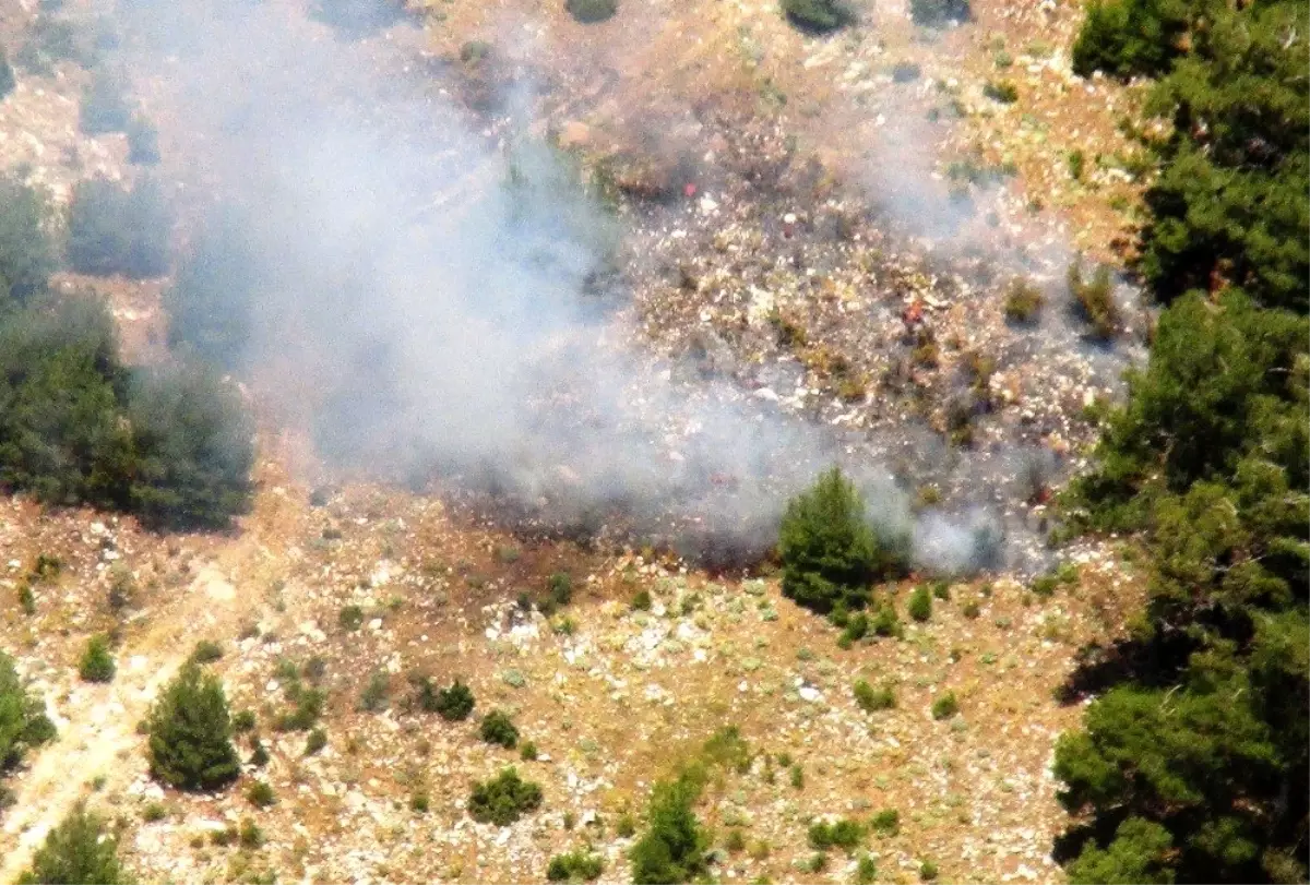 Helikopter ile trafik denetimine gittiler, orman yangını ile karşılaştılar