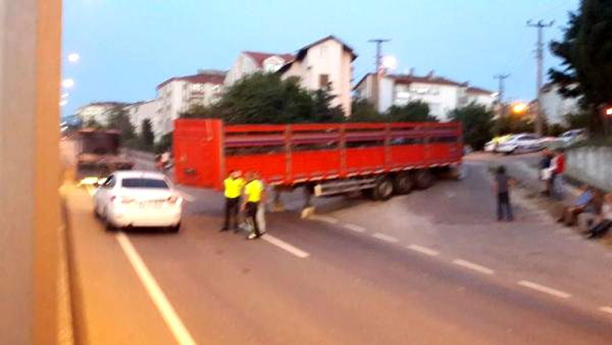 TIR askıda D-130 Karayolu kilitlendi