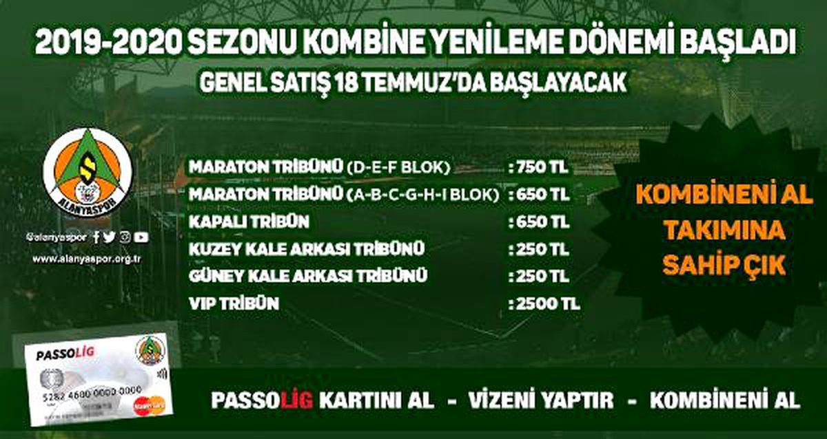 Aytemiz Alanyaspor\'da kombineler satışta