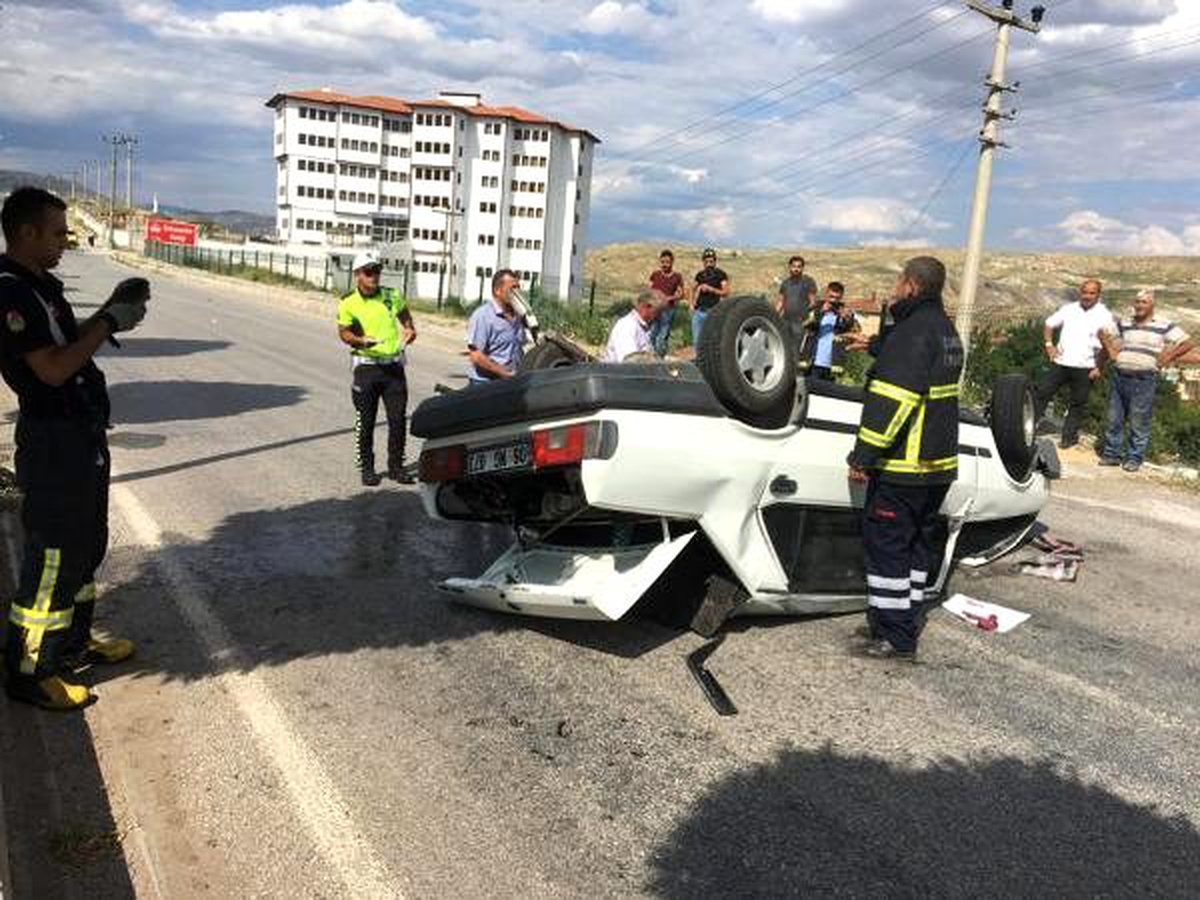 Çankırı\'da otomobil takla attı, emniyet kemeri hayat kurtardı