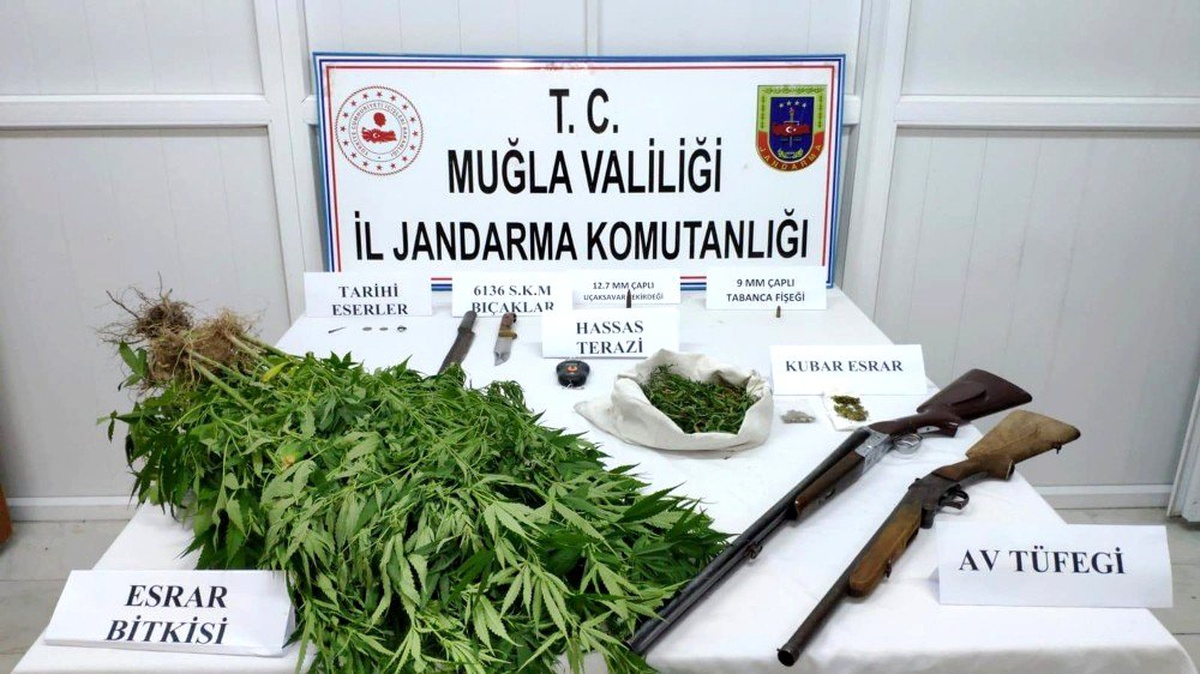 Jandarmadan Yatağan\'da esrar ve tarihi eser operasyonu
