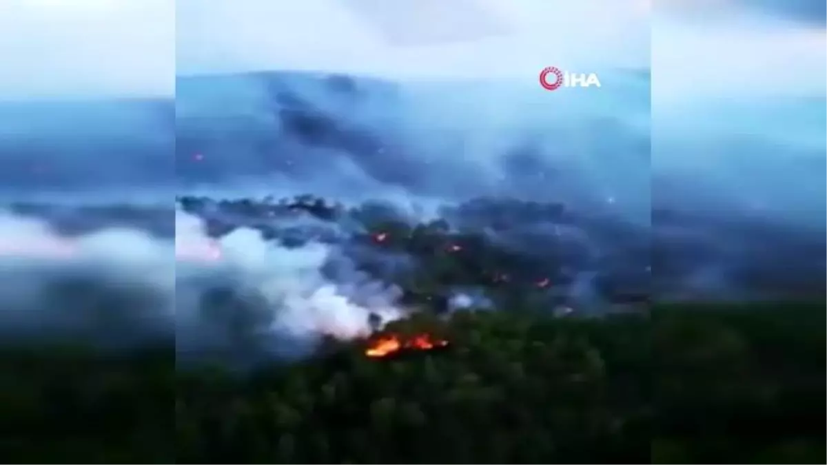 Muğla\'nın ciğerlerini yakan yangın havadan görüntülendi