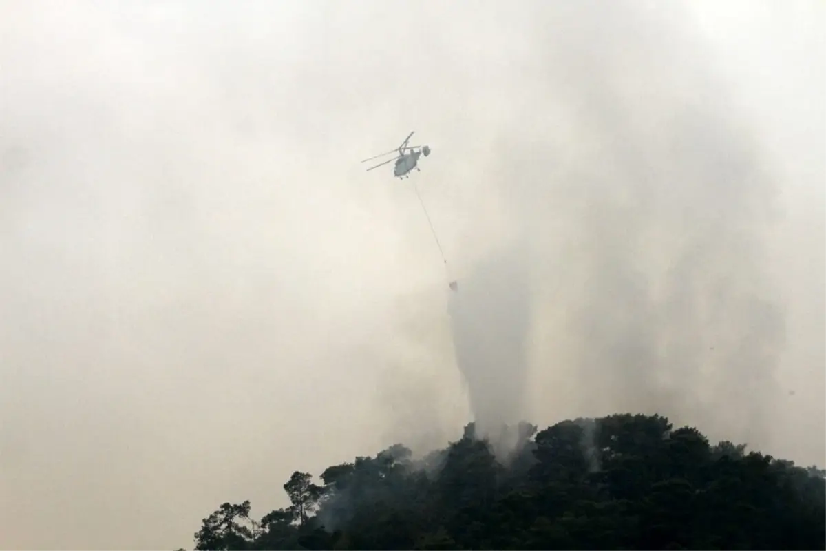 Dalamandaki yangında helikopterler havadan müdahaleye başladı