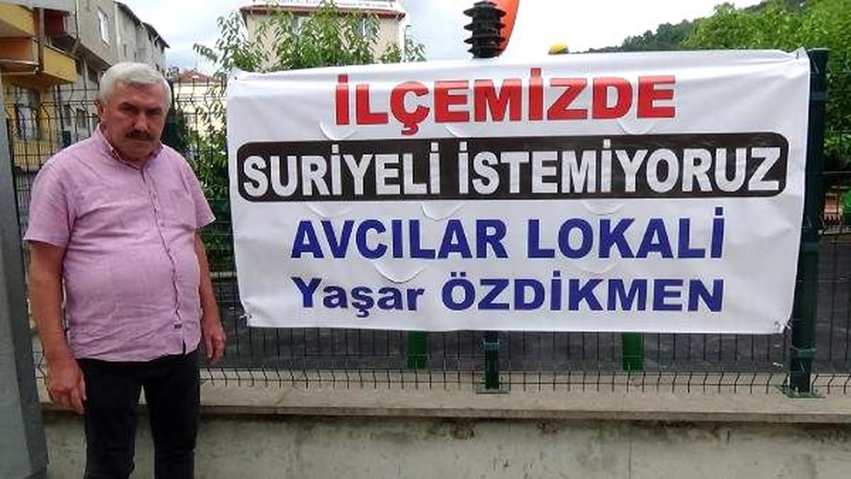 \'İlçemizde Suriyeli istemiyoruz\' pankartı kaldırıldı