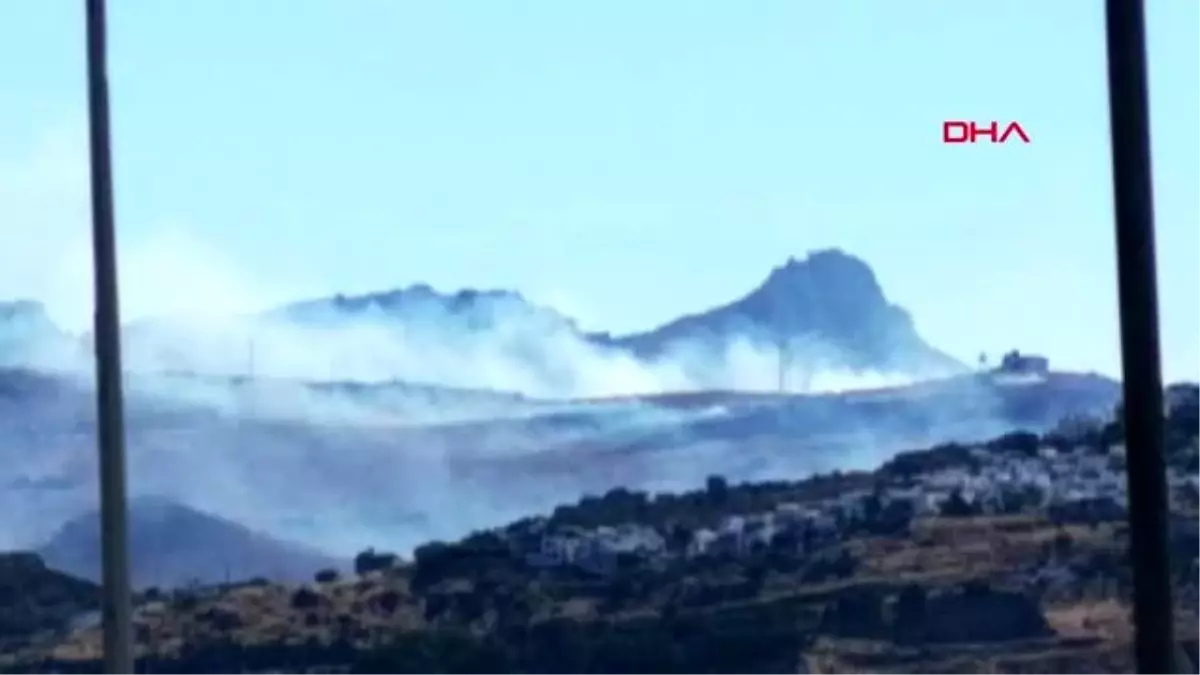 MUĞLA Bodrum\'un Gürece Mahallesinde makilik alanda yangın