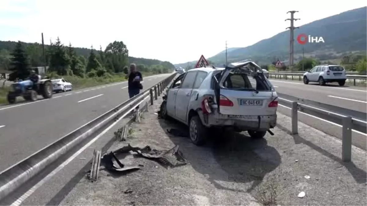 Kontrolden çıkan otomobil refüje uçtu: 1 ölü, 5 yaralı