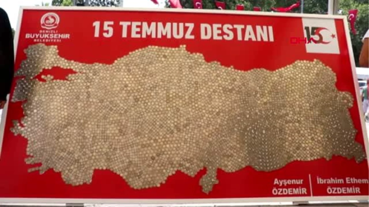 DENİZLİ Harçlıklarıyla 15 Temmuz anısına Türkiye haritası yaptılar