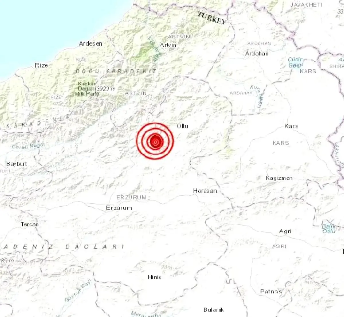 Oltu\'da 4.3 büyüklüğünde deprem